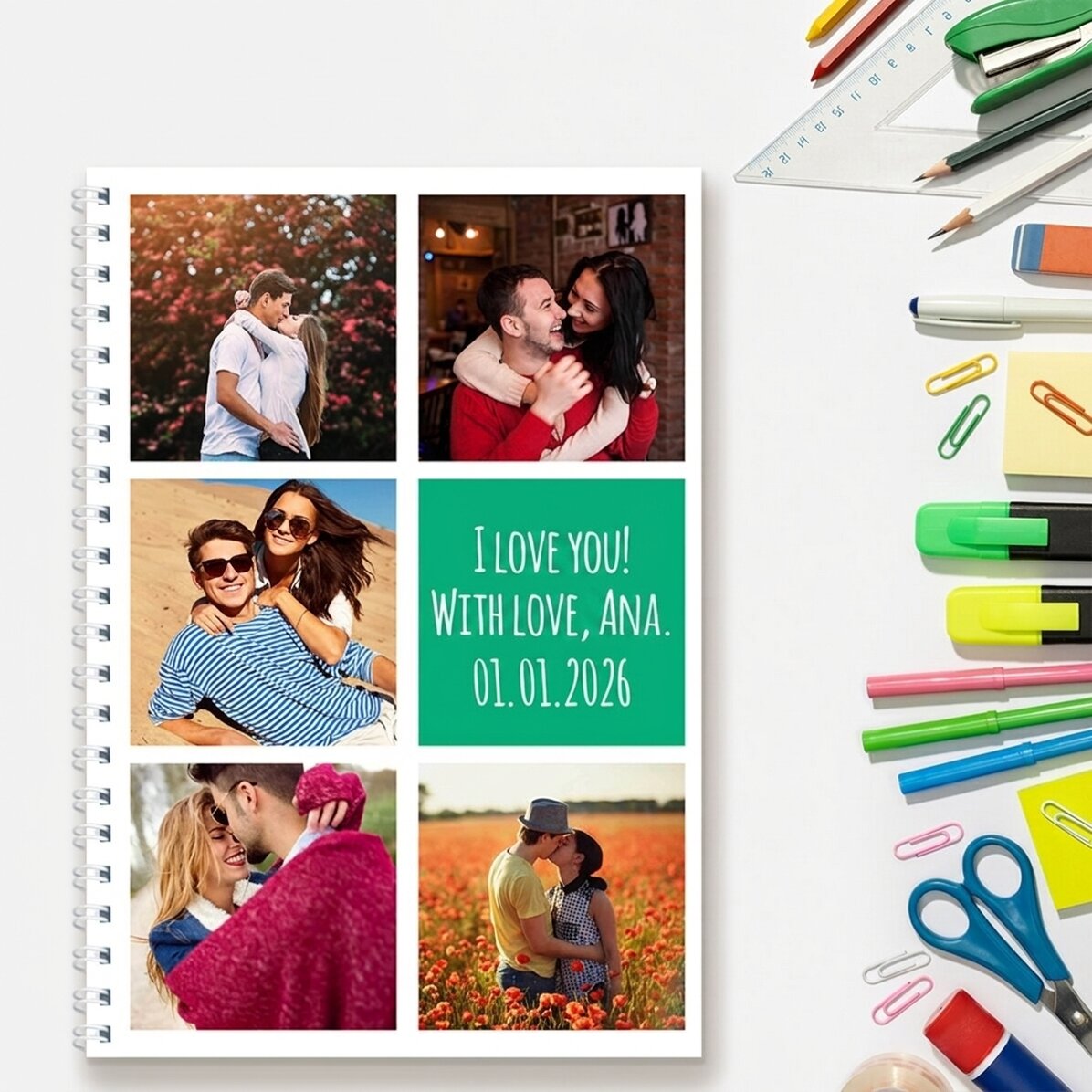 Personalisiertes Notizbuch mit 5 Fotos und Text