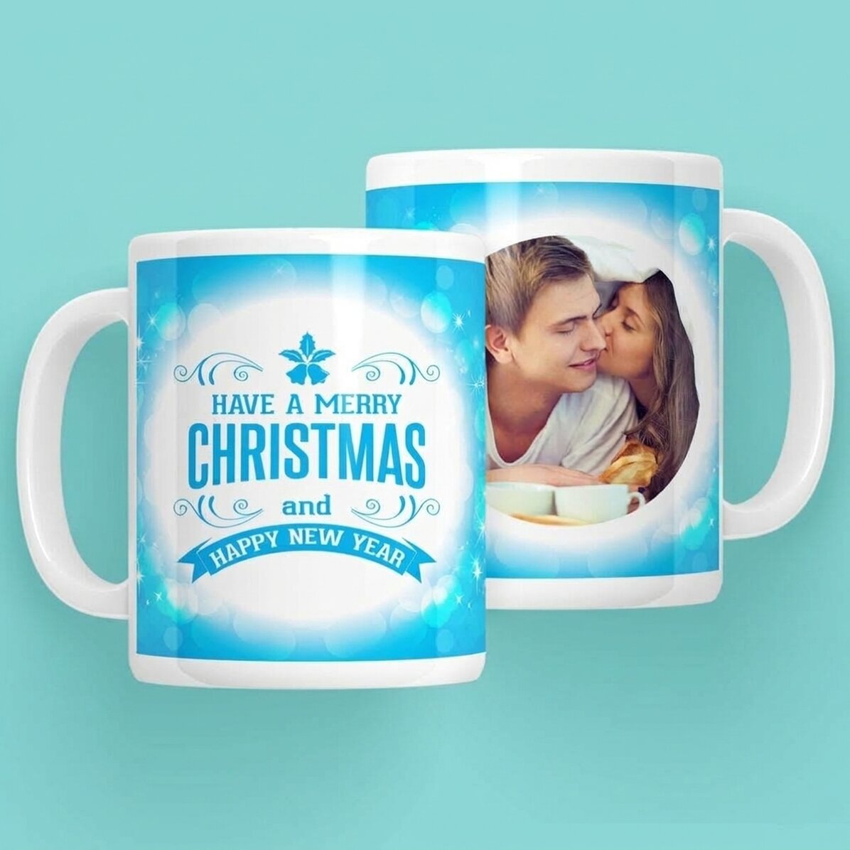 Personalisierte Tasse mit einem Foto – Frohe Weihnachten und ein gutes neues Jahr