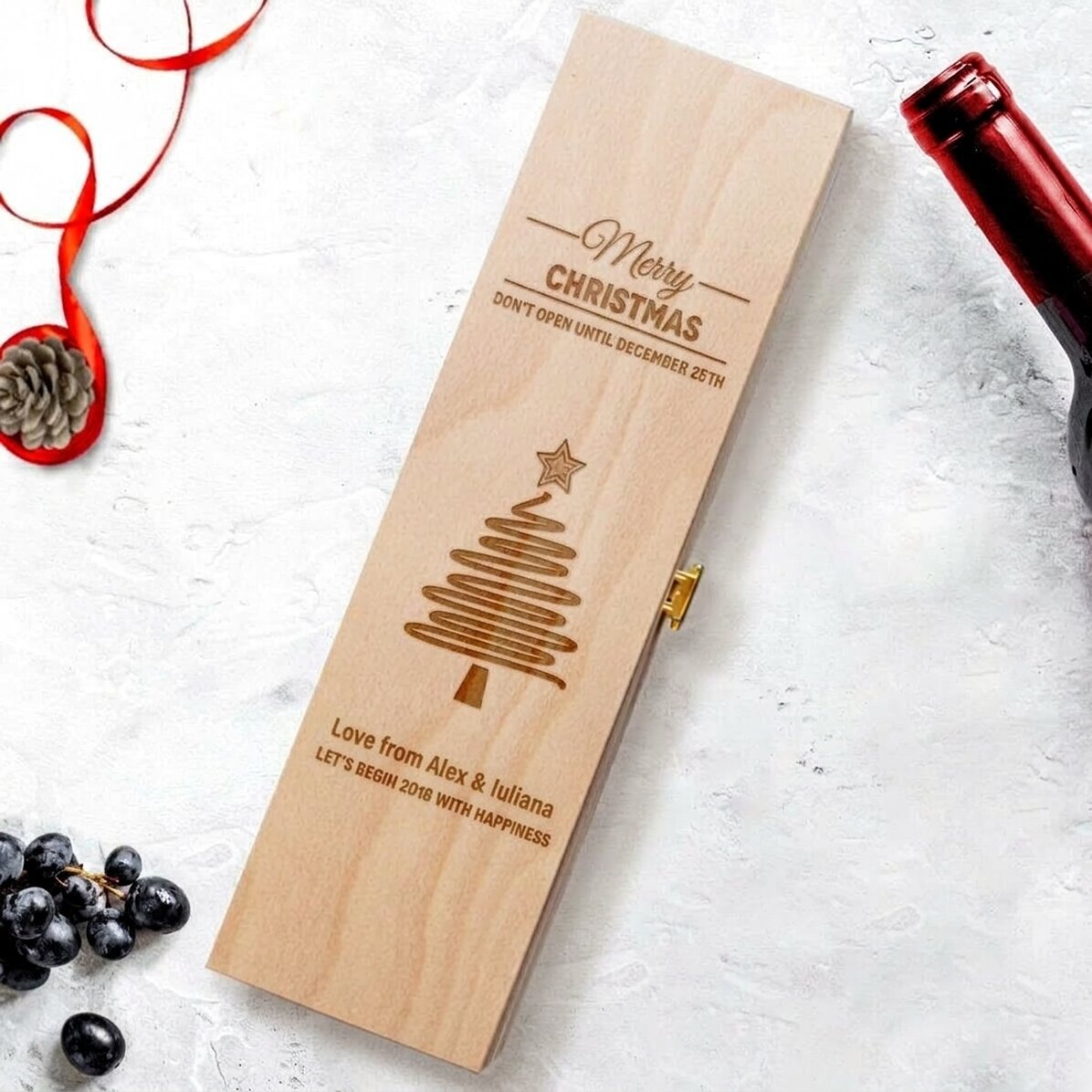 Personalisierte Weinkiste – Star Christmas Tree