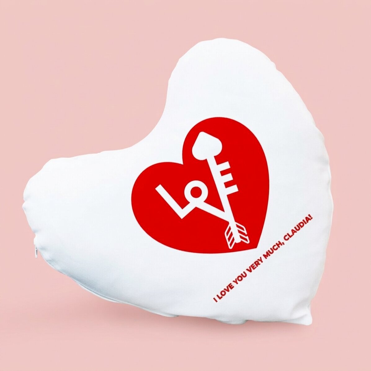 Personalisiertes Kissen in Herzform – #love