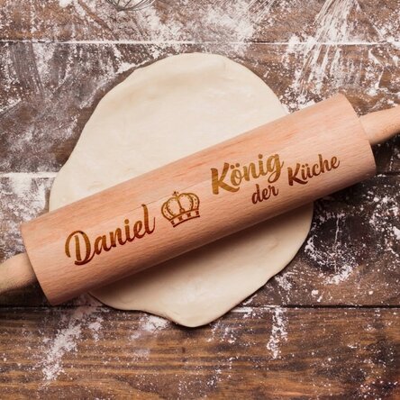 Individuell gestalteter Holz-Teigroller – King of the Kitchen