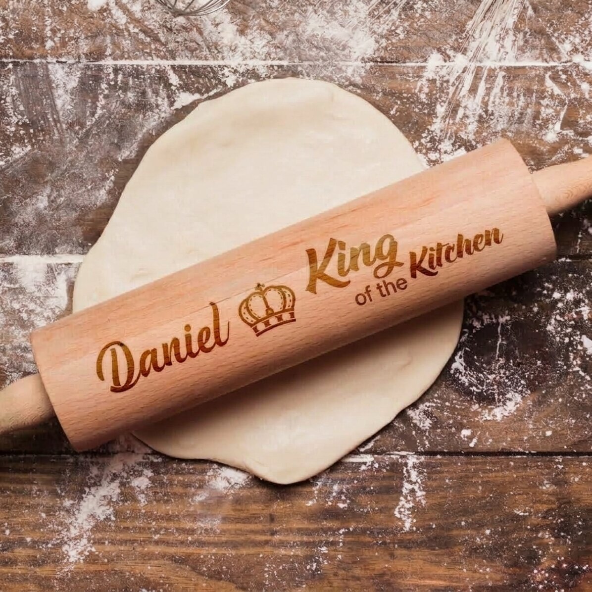 Individuell gestalteter Holz-Teigroller – King of the Kitchen