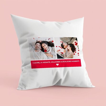 Personalisiertes Kissen mit 2 Fotos und Text