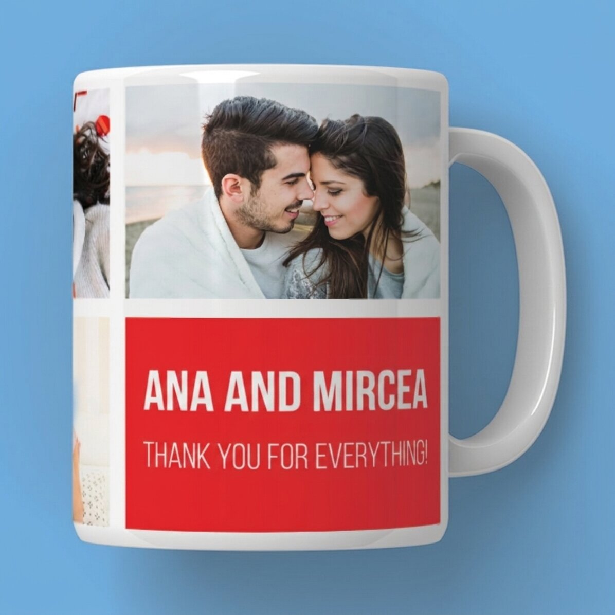 Personalisierte Tasse mit 5 Fotos und Text