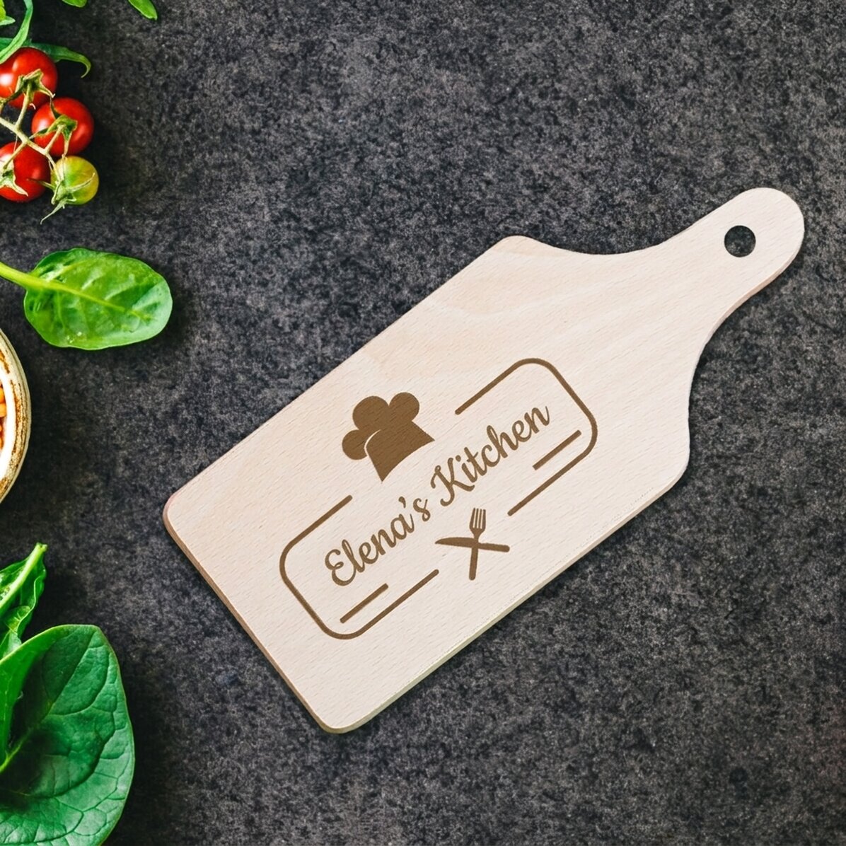 Individuell gestaltetes Mini-Schneidebrett – Logo für Köche