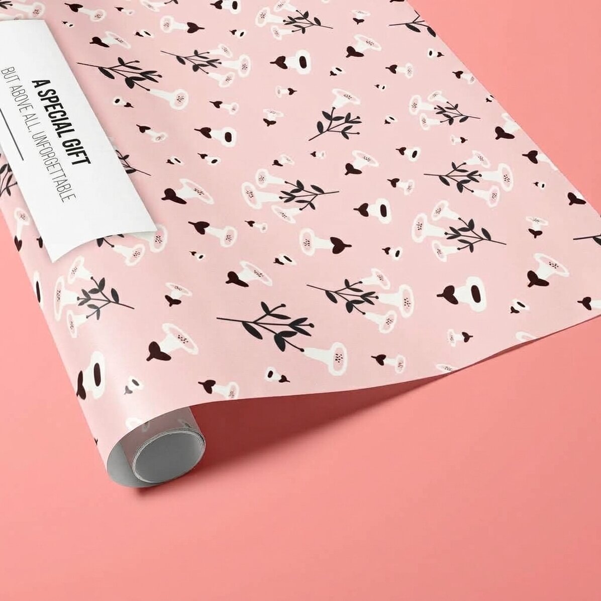Individuell gestaltetes Geschenkpapier mit Text – Flowers