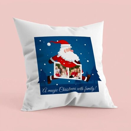 Personalised cushion with two photos and text - Santa Claus