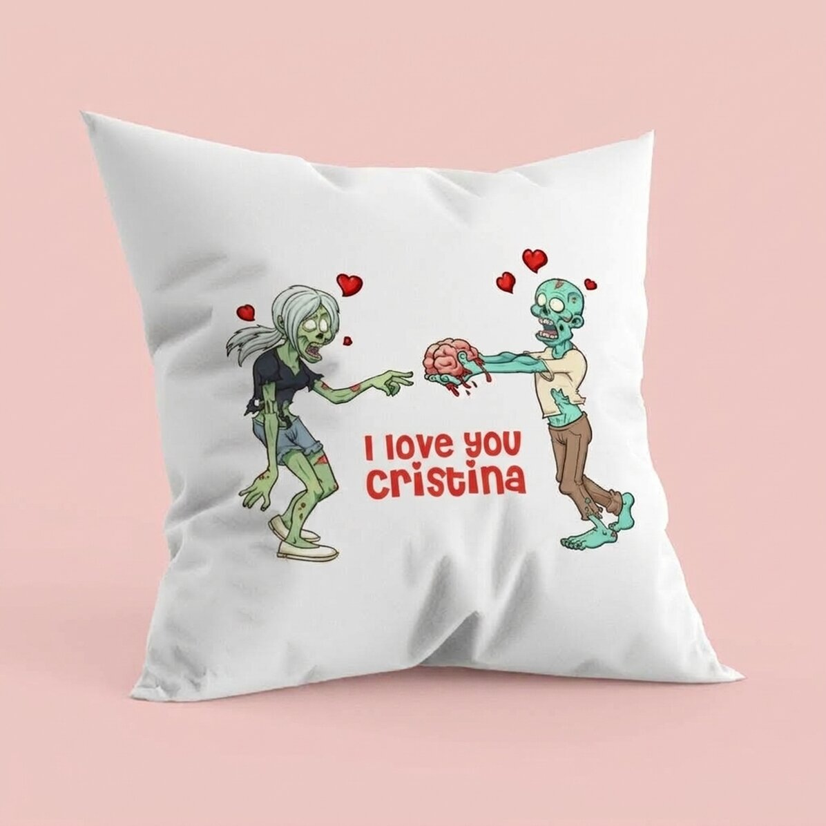 Personalisiertes Kissen mit Schriftzug – Zombie Love