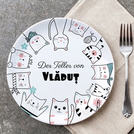 Personalisierter Teller mit Text – Cartoons