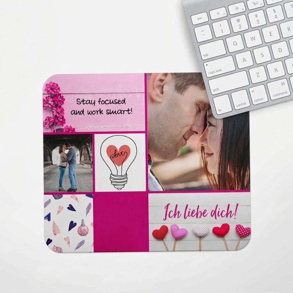 Individuell gestaltetes Mauspad mit Text und Foto – Love