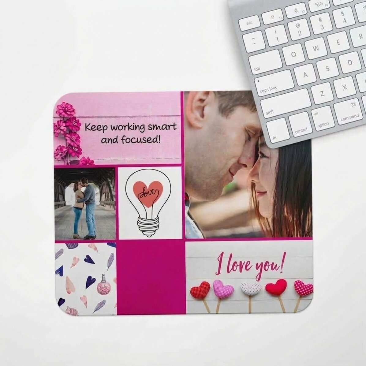 Individuell gestaltetes Mauspad mit Text und Foto – Love