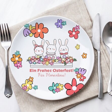 Personalisierter Teller mit Text – Ostern