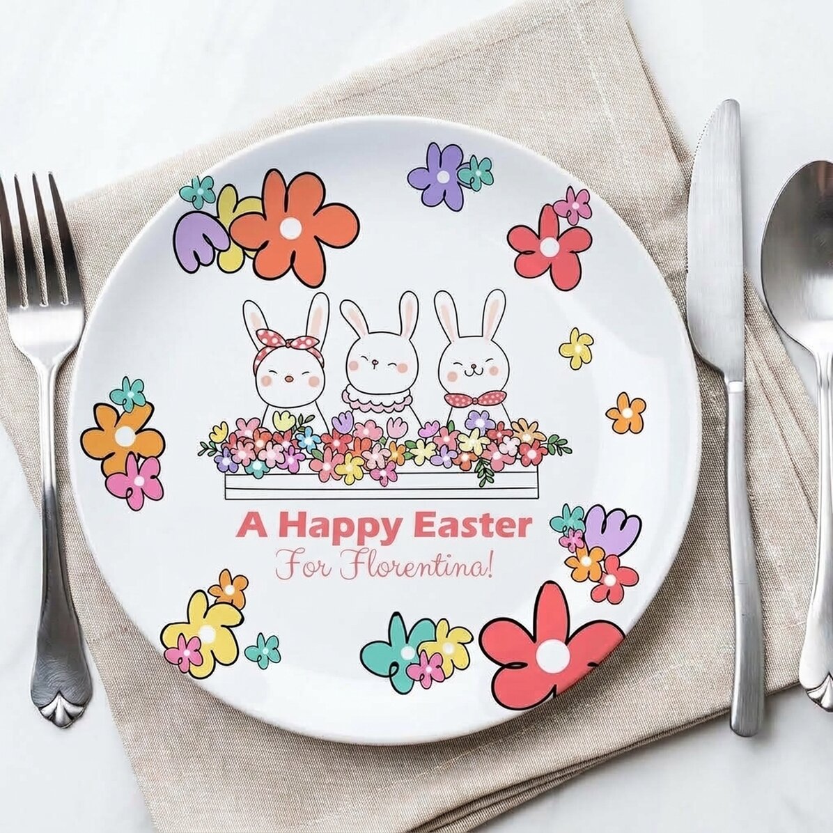 Personalisierter Teller mit Text – Ostern