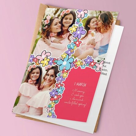Personalisierte Grußkarte mit 3 Fotos und Text