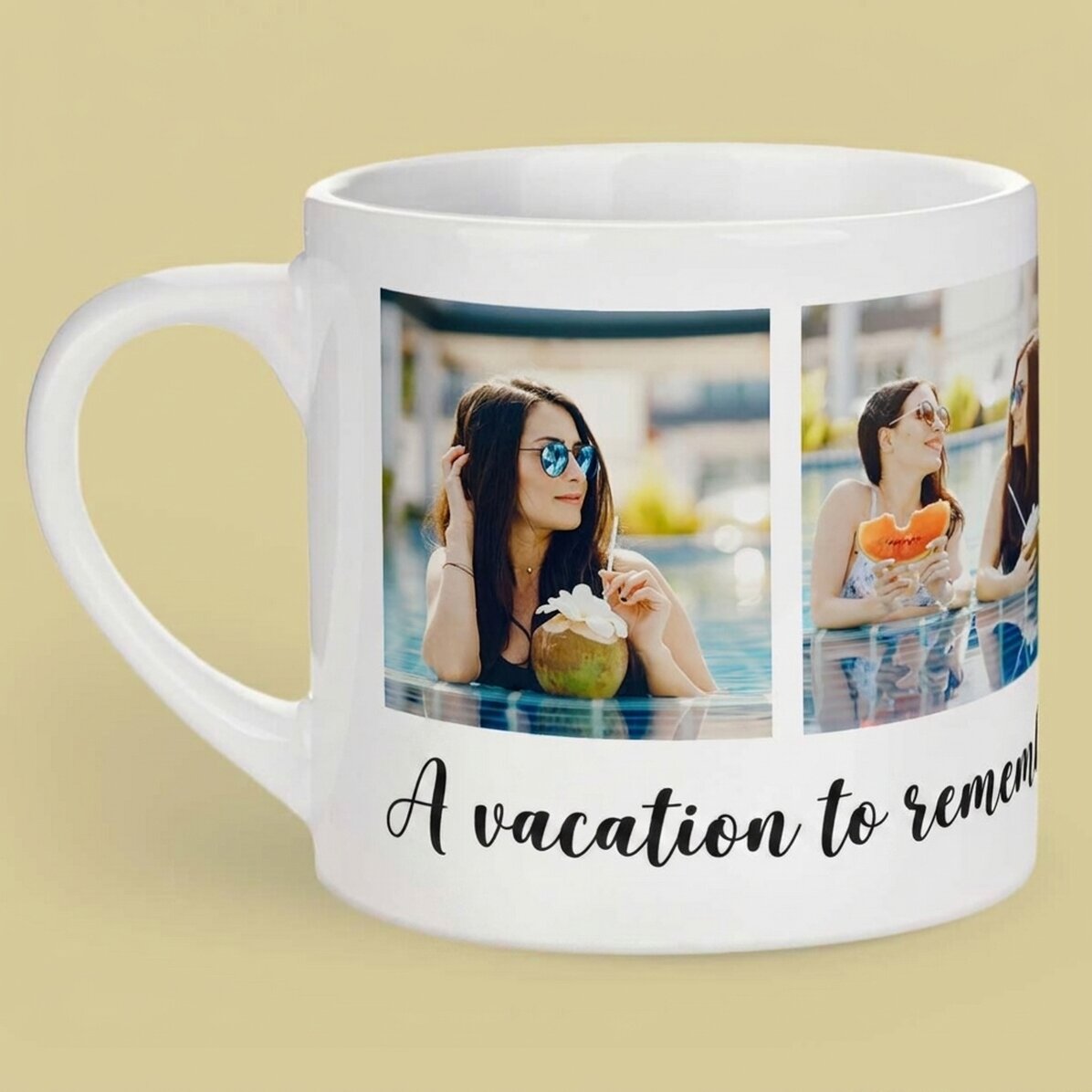 Personalisierte Espressotasse mit 4 Fotos und Text