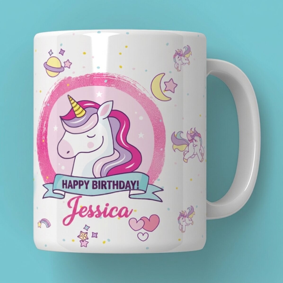Personalisierte Tasse mit Text – Einhörner