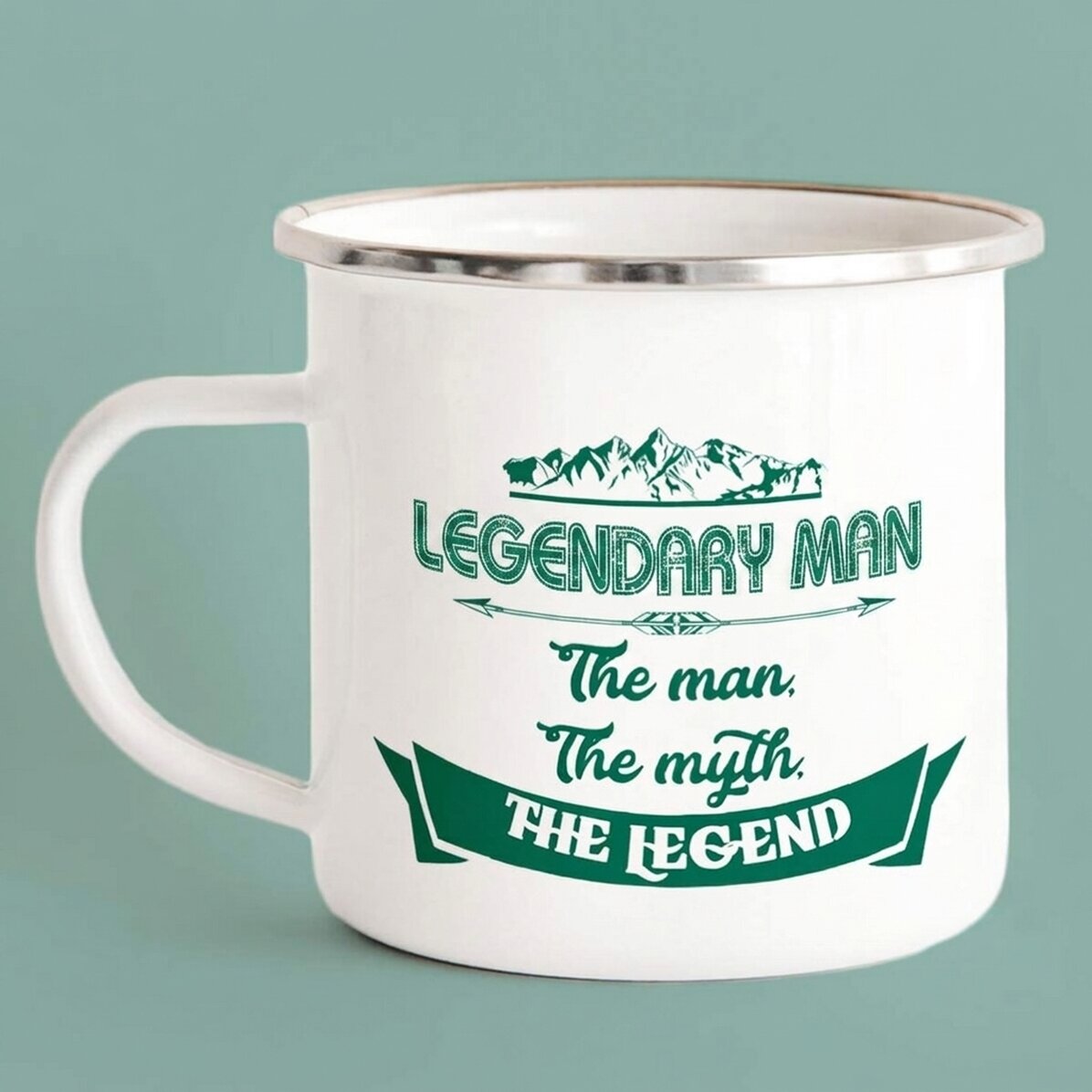 Personalisierte emaillierte Metalltasse mit Namen – The Legend