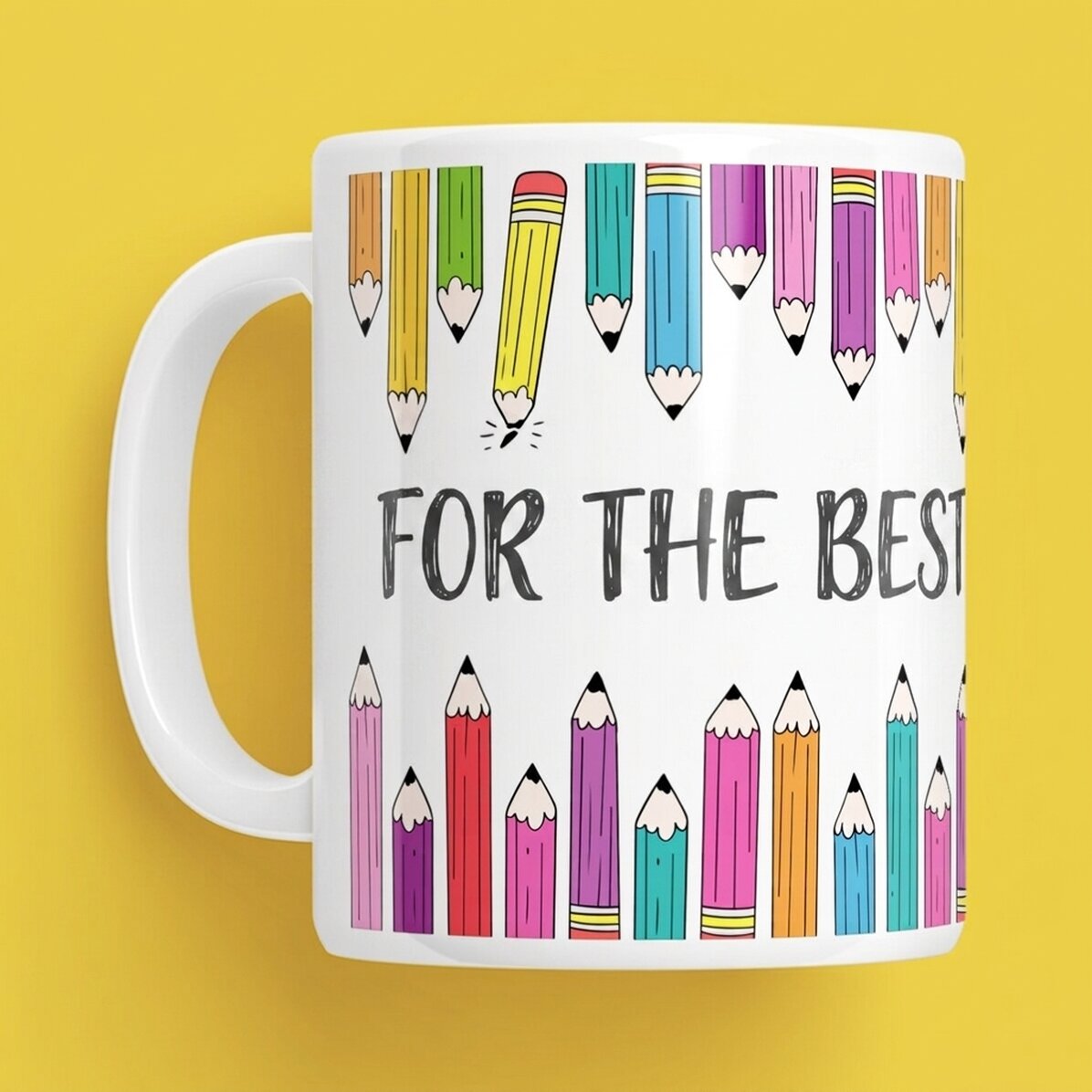 Personalisierter Becher mit Text – Buntstifte