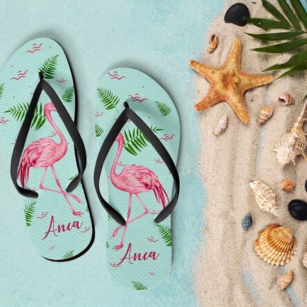 Personalisierte Flip-Flops für Kinder mit Aufdruck – Flamingo