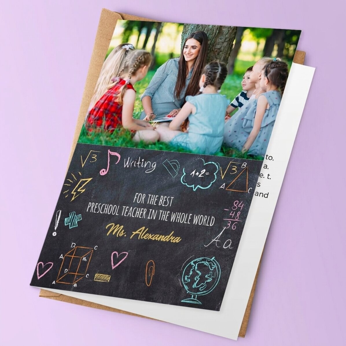 Personalisierte Grußkarte mit Foto und Text – Für Lehrer