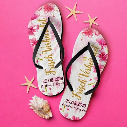 Personalisierte Flip-Flops mit Aufdruck – Just Married