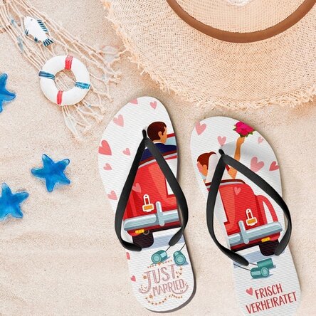 Personalisierte Flip-Flops mit Text – Honeymoon