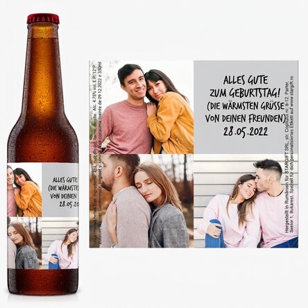 Individuell gestaltetes Bier mit 3 Fotos und Text