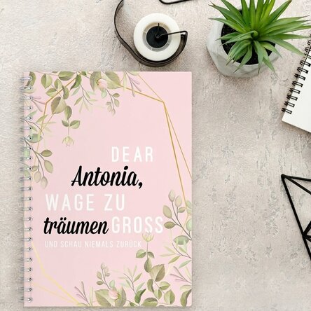 Personalisiertes Notizbuch mit Blumenmuster „Dear Antonia“