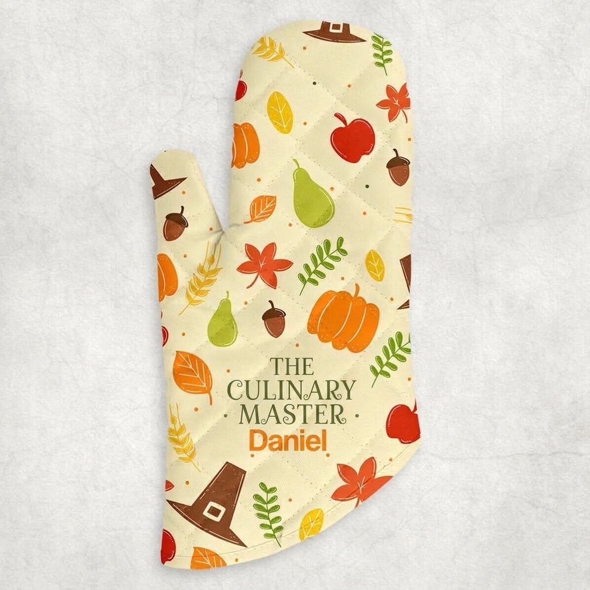 Personalisierter Küchenhandschuh mit Schriftzug – Pumpkin
