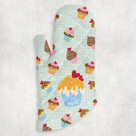 Personalisierter Küchenhandschuh mit Schriftzug – Cupcake