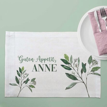 Individuell gestalteter Tellerhalter – Pflanzen in Aquarelltechnik