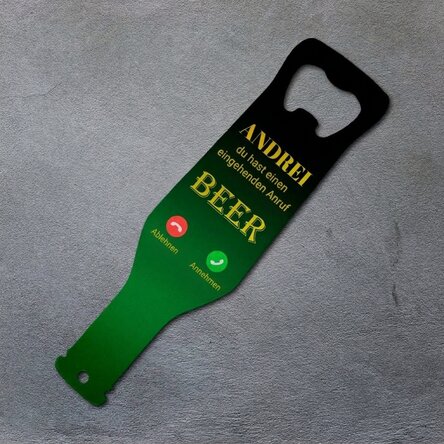 Personalisierter Bieröffner – Incoming Call