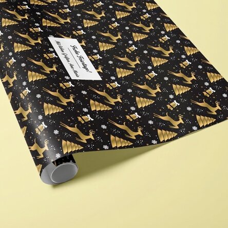 Individuell gestaltetes Geschenkpapier mit Text in einem Rahmen – Weihnachtsmotiv
