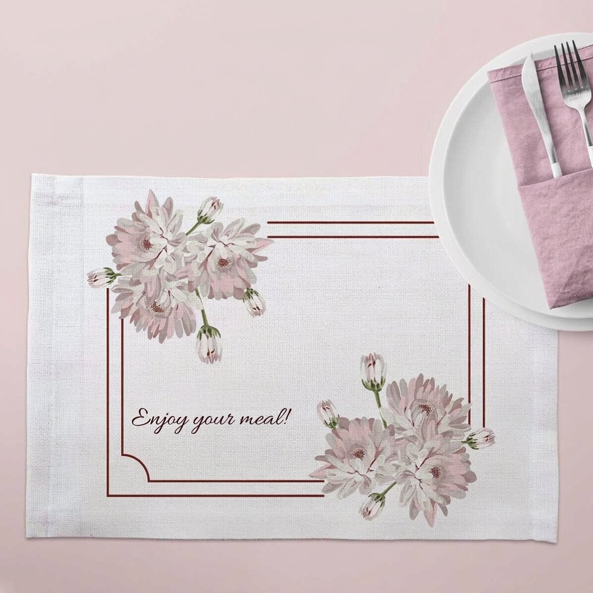 Personalisierter Tellerhalter – Chrysanthemen-Motiv