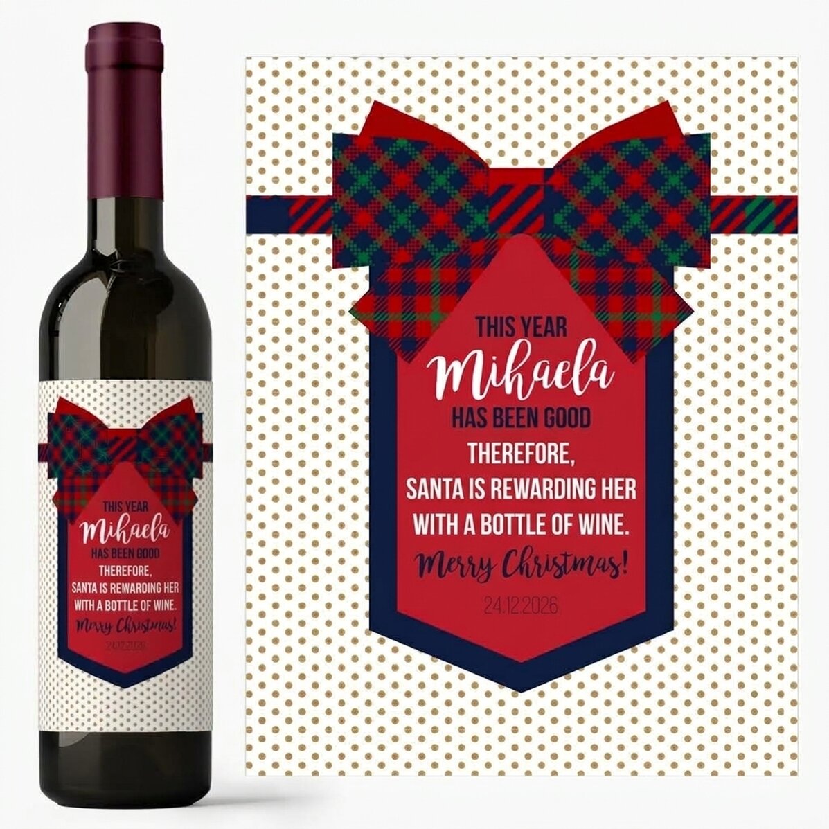 Wein mit individueller Beschriftung – Schleife