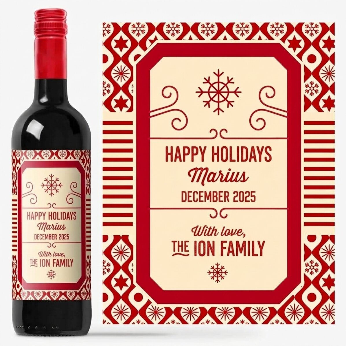 Wein mit individueller Beschriftung – Weihnachtsmotiv