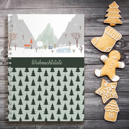 Personalisiertes Notizbuch mit Text – Weihnachtswunschliste