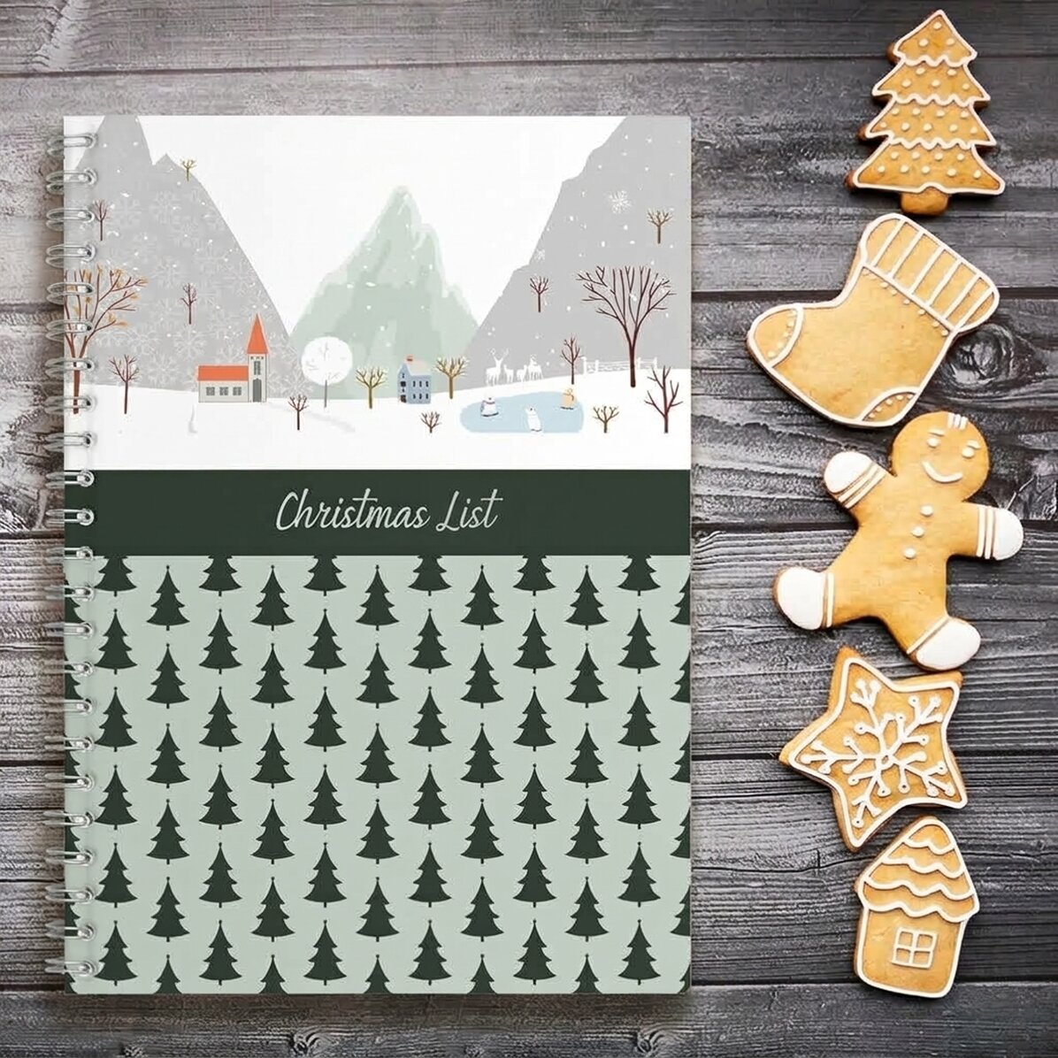 Personalisiertes Notizbuch mit Text – Weihnachtswunschliste
