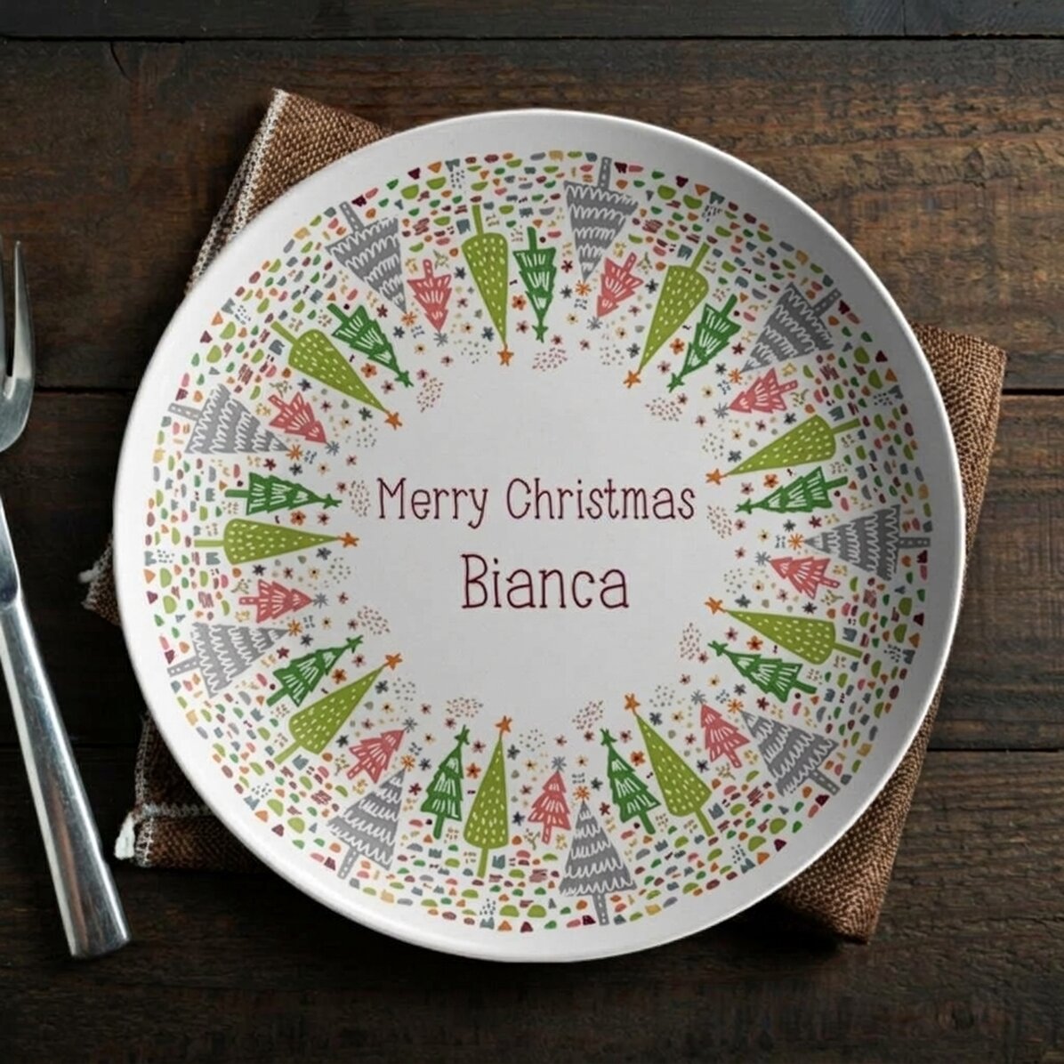 Personalisierter Teller mit Schriftzug – Christmas