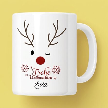 Personalisierte Tasse mit Text – Rentier