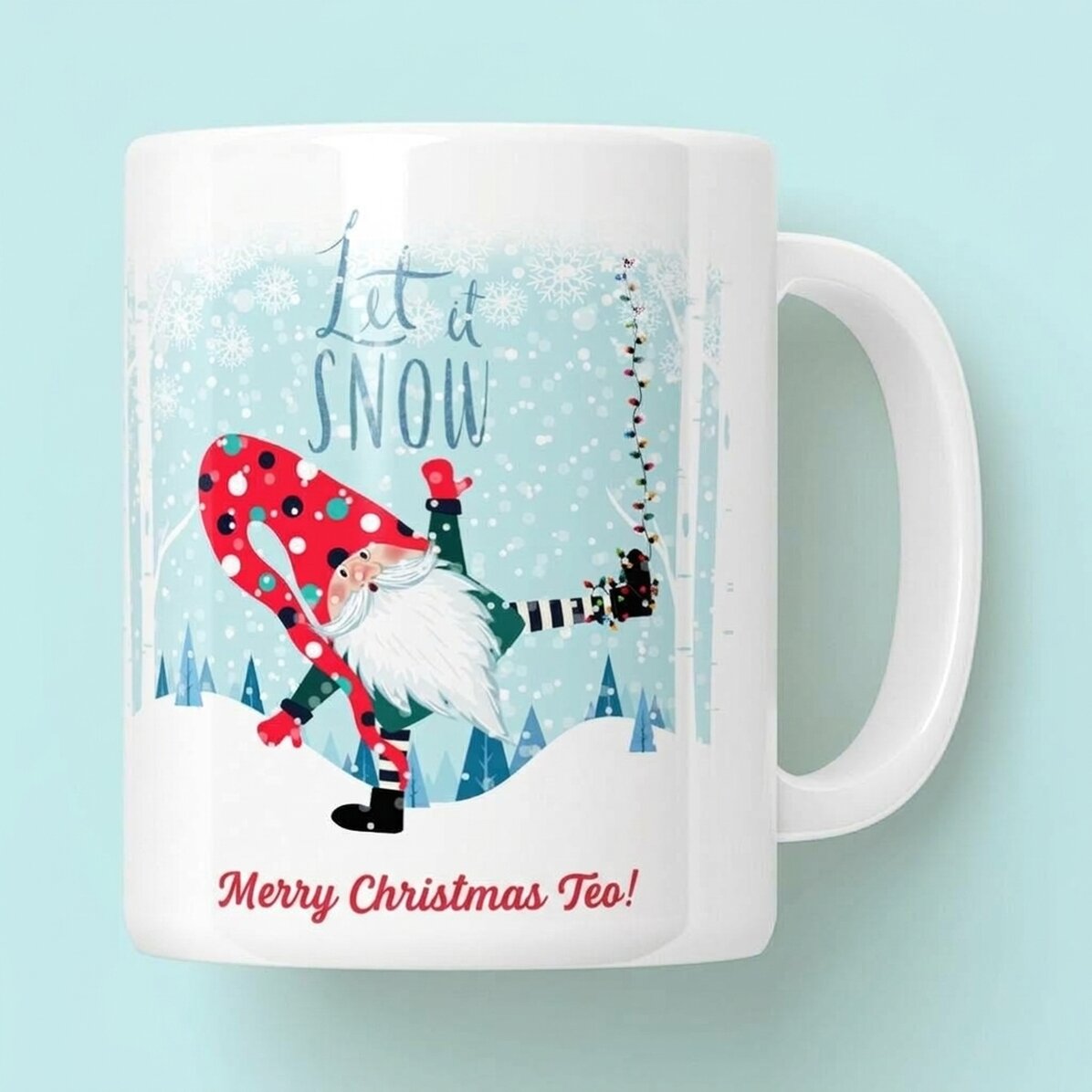 Personalisierte Tasse mit Aufdruck – Let it snow