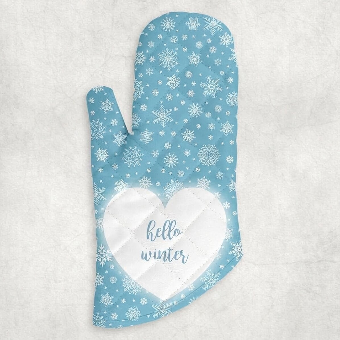 Personalisierter Küchenhandschuh mit Schriftzug – Hello Winter
