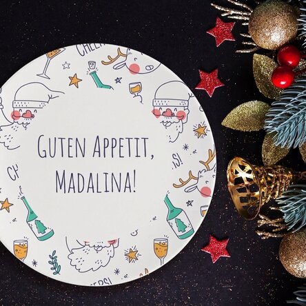 Personalisierter Teller mit Schriftzug – Drunk Santa