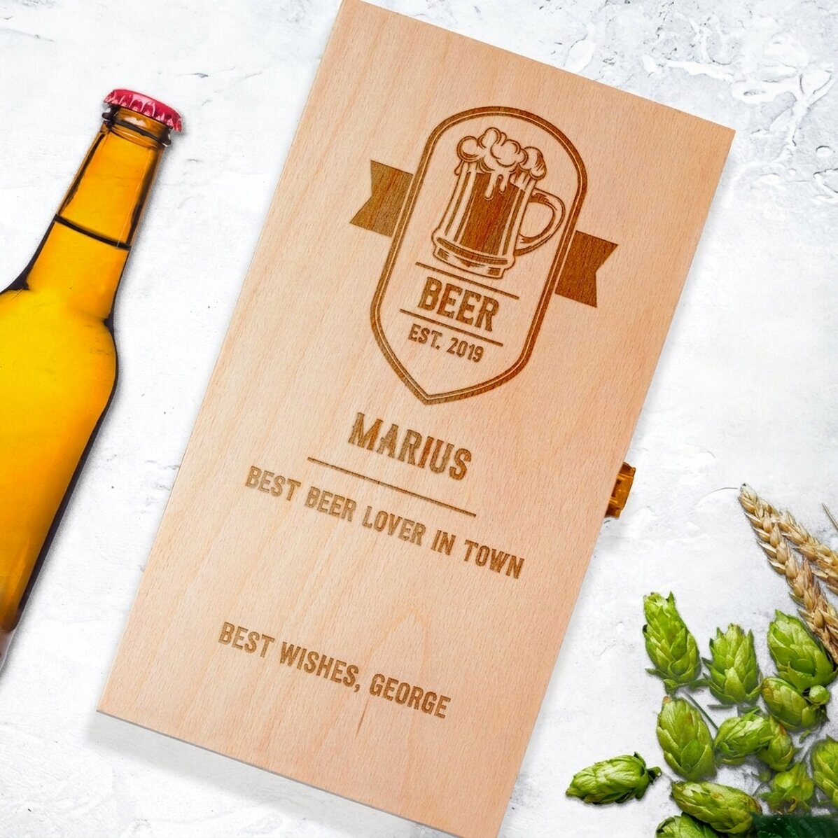 Personalisierte Bierbox für drei Flaschen – Best Beer Drinker