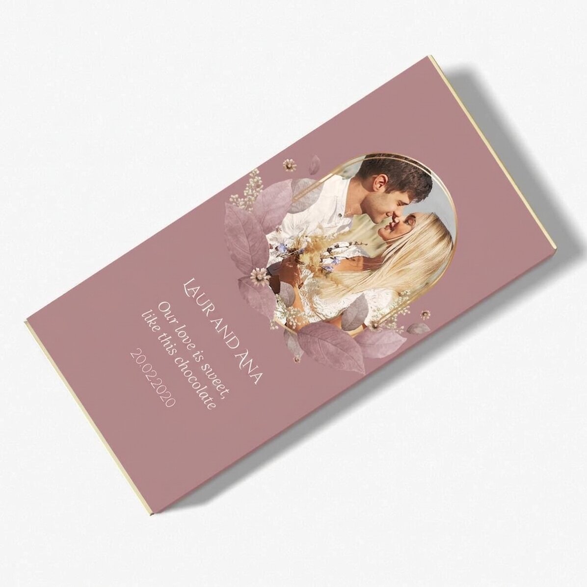 Personalisierte Schokolade mit Text und Foto – Floral