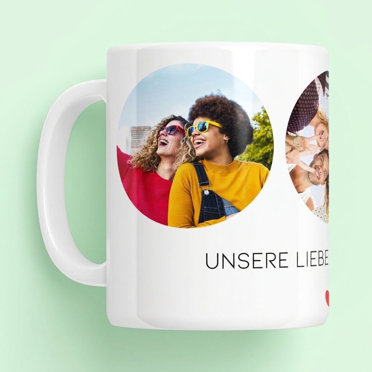 Personalisierte Tasse mit 3 Fotos und Text – Unvergessliche Erinnerungen
