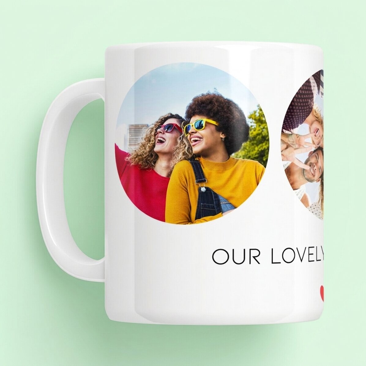 Personalisierte Tasse mit 3 Fotos und Text – Unvergessliche Erinnerungen