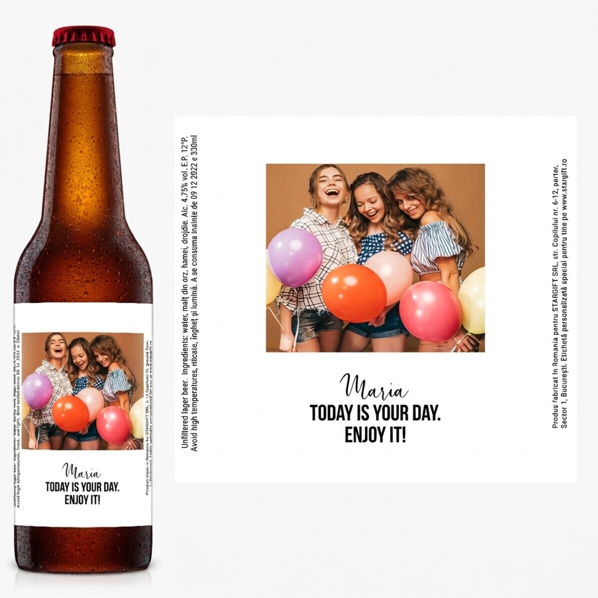 Individuell gestaltetes Bier mit Text und Foto – Glück