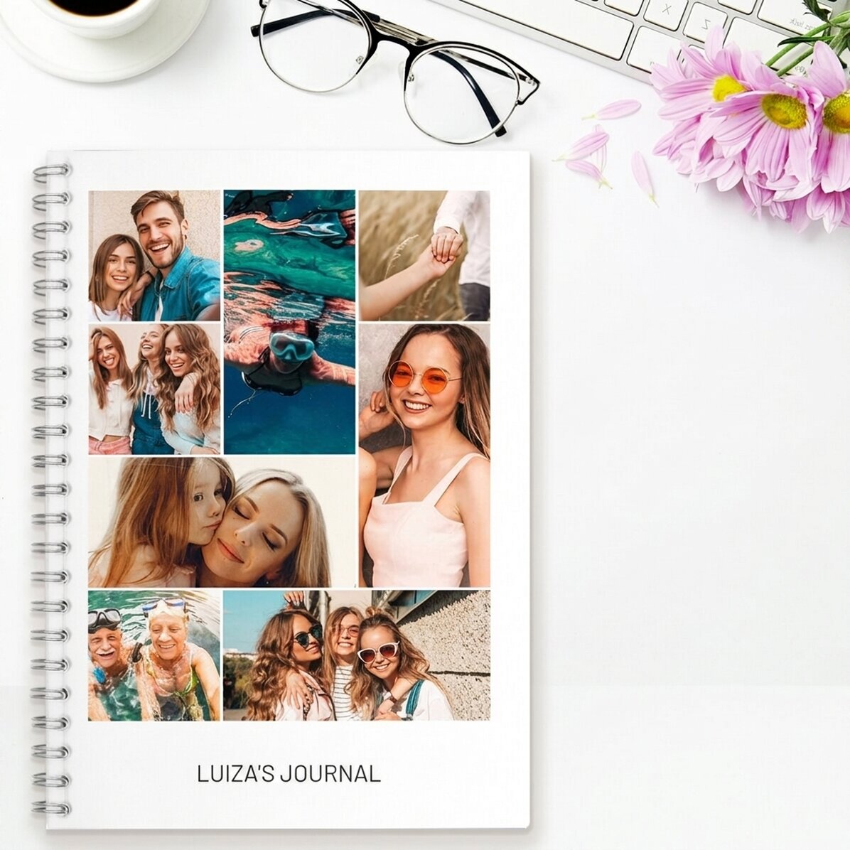 Personalisiertes Notizbuch mit 8 Fotos und Text – Beste Freunde
