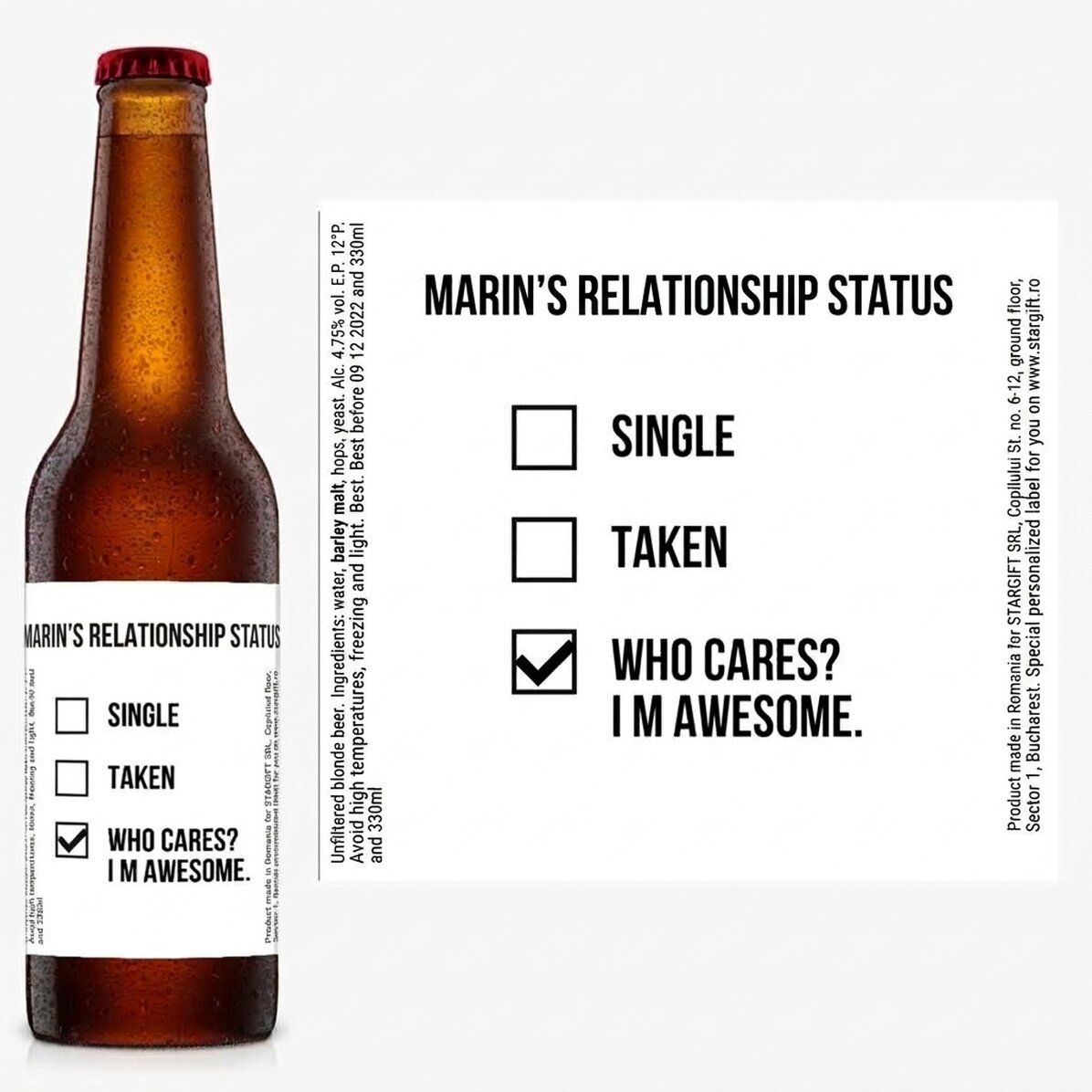 Bier mit individueller Aufschrift – „I